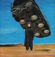 landing craft on Arrakis- Dune CCG illustration