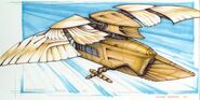 Ornithopter in Flight, depicting a cargo version (art by Michael Stribling)