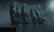 Bene Gesserit delegation arrival on Caladan (Dune, 2021, concept art by Keith Christensen)
