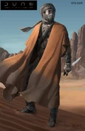 Stilgar in stillsuit and cloak concept art (Dune, 2021, concept art by Keith Christensen)