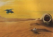 Sheeana Brugh and a worm- Heretics of Dune cover art by Jim Burns