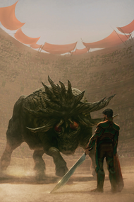  about to commence a Salusan Bullfight -  art