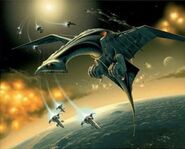 A starship cymek on the cover of the Hungarian edition of Dune: The Machine Crusade.