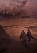 PaulJessicaSiege.jpg (178 KB) Jessica and Paul witness the Siege of Arrakeen - Artwork by Mark Molnar