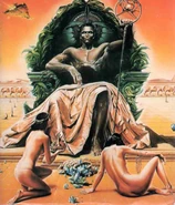 Spaceship on planets sky - God Emperor of Dune Book Cover