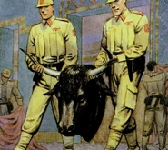Atreides soliders with the head of the Salusan bull that killed the Old Duke