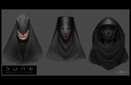 Bene Gesserit headdress and veil (Dune, 2021, concept art by Keith Christensen)