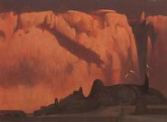 Dawn at the Palace of Arrakeen painting by John Schoenherr (The Illustrated Dune, 1978)