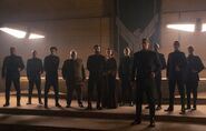 Members of House Atreides and their retainers before the official gala at the Arrakeen Residency (Dune, 2021, non-theatrical cut)