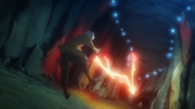 Bell casting his magic, Firebolt.