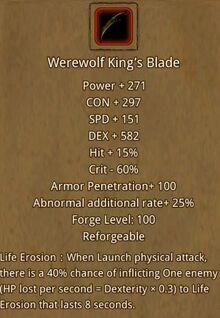 Werewolf King's Blade