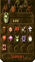 A prototype Research Panel, showing icons not seen in the final game; an exclamation mark and a Computer (presumably the Options Panel)