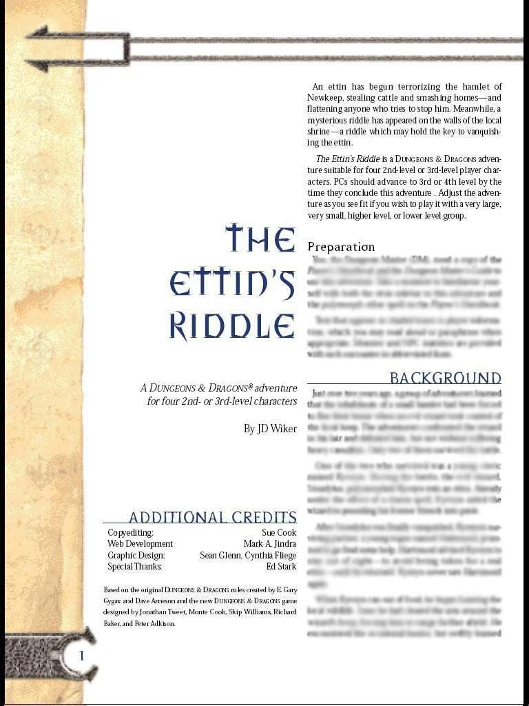 The Ettin's Riddle | Dungeons & Dragons Lore Wiki | Fandom