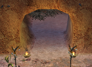 Village entrance, adorned with human and/or dwarven skulls