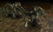 All four main Zaurask classes as seen in Fortress Emarard. Counterlockwise from the top: Ranger, Mage, Fighter, Slasher
