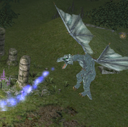 A blue drake in the Temple Ruins.