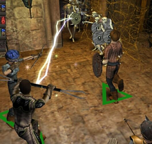 An Archer and a Mage weakening enemies before Melee Fighters close in for the kill.