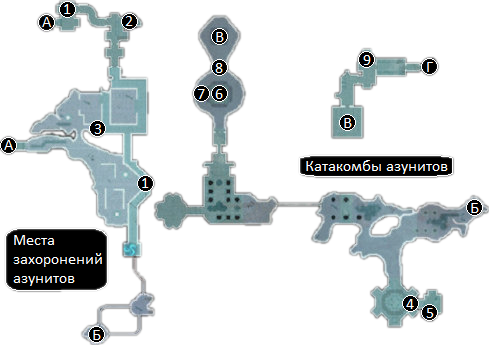Места захоронений азунитов (карта)