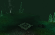 The displacer pad located in the second third of the caverns.