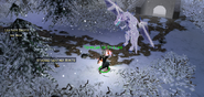 A Frost Drake in Mt Utrae Forest, engaging a player.