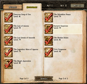 Secondary Quest Page