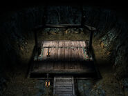 The heavy lift platform at the bottom of the mine shaft.