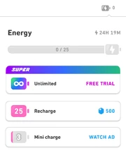 The Energy menu in the .