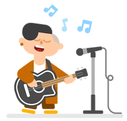 Lin tocando la guitarra y cantando