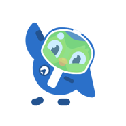 Duo con su traje de astronauta (Duolingo Plus)