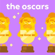 Los oscars.png (48 kB) Duolingo hizo un juego de palabras con el personaje Óscar y los premios oscar de la vida real