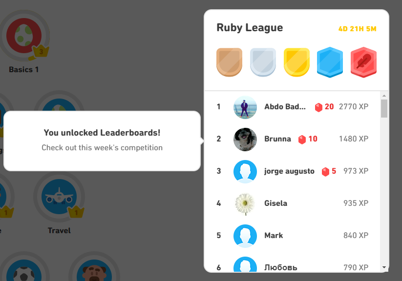 Duolingo - For those feeling extra competitive, we've added 5 brand-new  leagues to our Leaderboard! Leagues previously went up to Ruby, but now you  can advance to even higher ones. Do you
