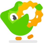 Duo cargando el logo de Duolingo English Test