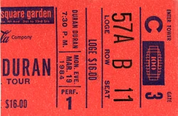Duran Duran ticket 19 mar 84