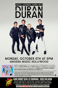 DURAN DURAN IN-STORES, LA wikipedia poster paper gods discogs