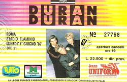 Duran ticket rome 1987