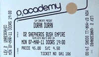 Ticket duran duran shepard's bush empire 7 march 2011