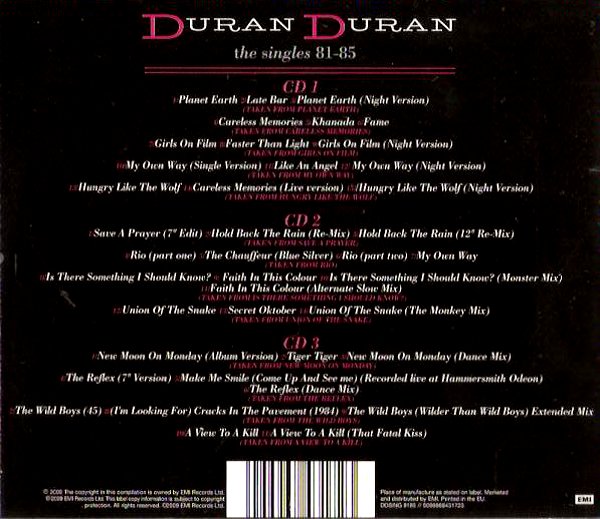 The Singles 81-85 - Europe: DDSING 8185 / 5099968431723 | Duran