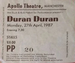 Apollo theatre manchester wikipedia ticket stub duran duran