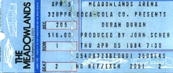 Duran duran ticket 5 april 1984
