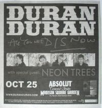 Madison square garden new york advert duran duran concert show event review