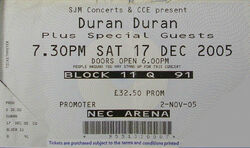 NEC Arena Birmingham wikipedia duran duran ticket stub com