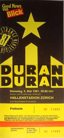1987 - 5 May: Zürich (Switzerland) | Duran Duran Wiki | Fandom