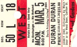 Duran Duran - 03-05-84 ticket Maple Leaf Gardens, Toronto, Ontario, Canada