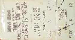 Kansas City MO (USA), Muncipal Auditorium 16 feb 84 ticket stub wikipedia duran duran