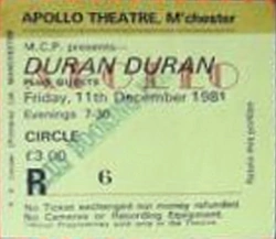 TICKET 1981 MANCHESTER DURAN DURAN