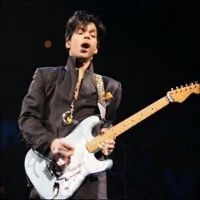 Musicology tour prince jamming on blue guitar