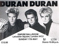 TICKET DURAN DURAN 17 MAY 1987