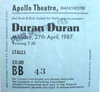 Ticket duran 27 april 1987