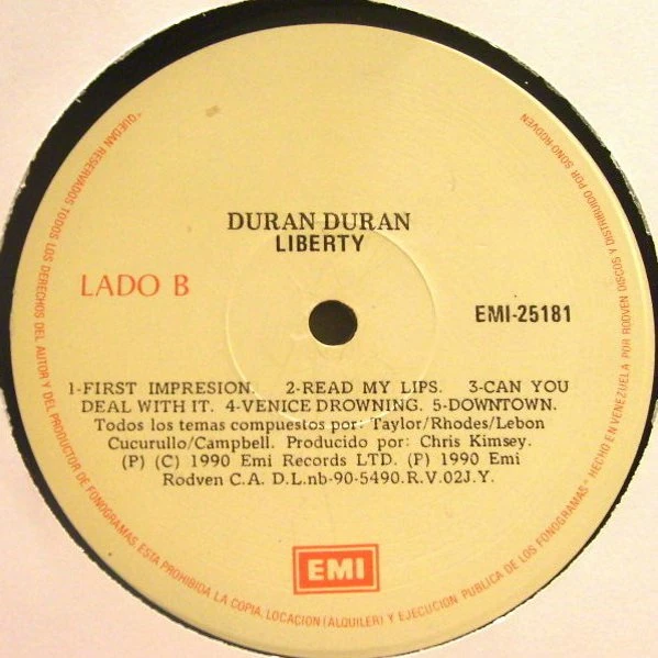【レア】UK盤レコード Duran Duran Liberty 美品 Liberty - Venezuela: 25181 | Duran Duran Wiki | Fandom