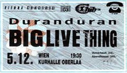 Kurhalle Oberlaa Vienna (Austria) 5 12 1988 duran duran ticket stub wikipedia duranduranarchive